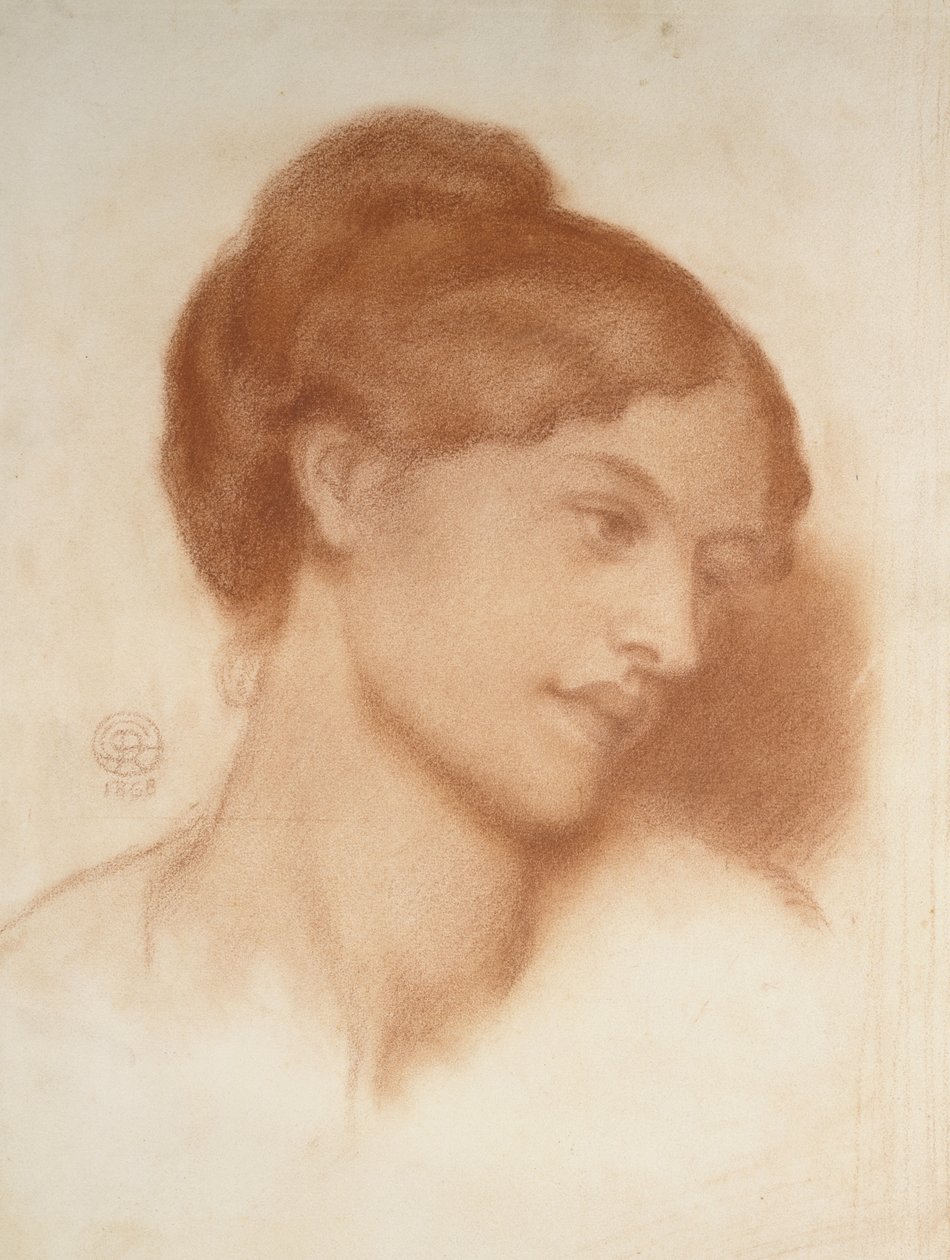 Mrs Murray Marks portréja, 1868 (vörös kréta, törtfehér papírra) alkotó: Dante Gabriel Charles Rossetti