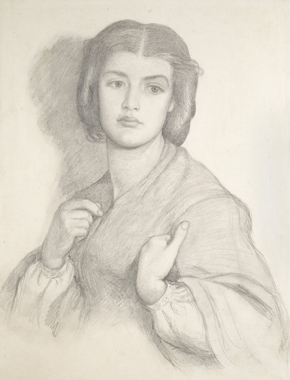 Női portré (grafit papíron) alkotó: Dante Gabriel Charles Rossetti