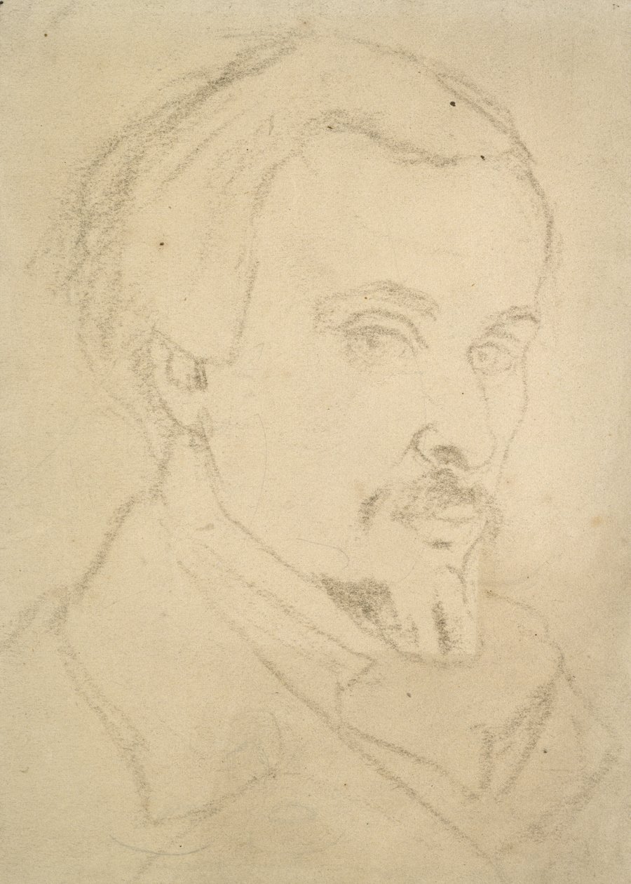 Önarckép (barna kréta csiszolt papíron) alkotó: Dante Gabriel Charles Rossetti
