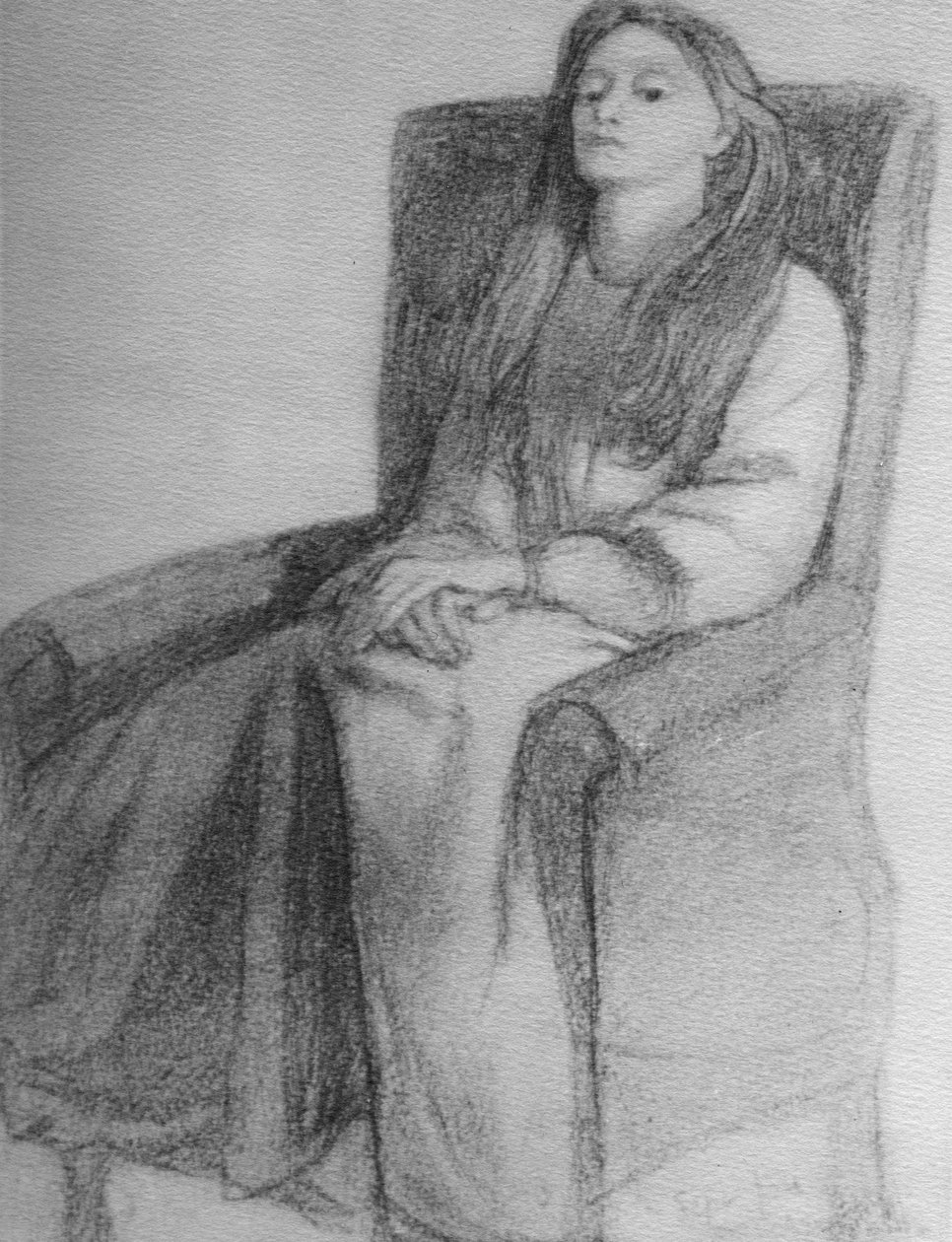 Elizabeth Siddal, 1853 körül (grafit papíron) alkotó: Dante Gabriel Charles Rossetti