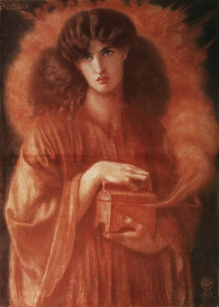 Pandora, 1869 (kréta papíron) alkotó: Dante Gabriel Charles Rossetti