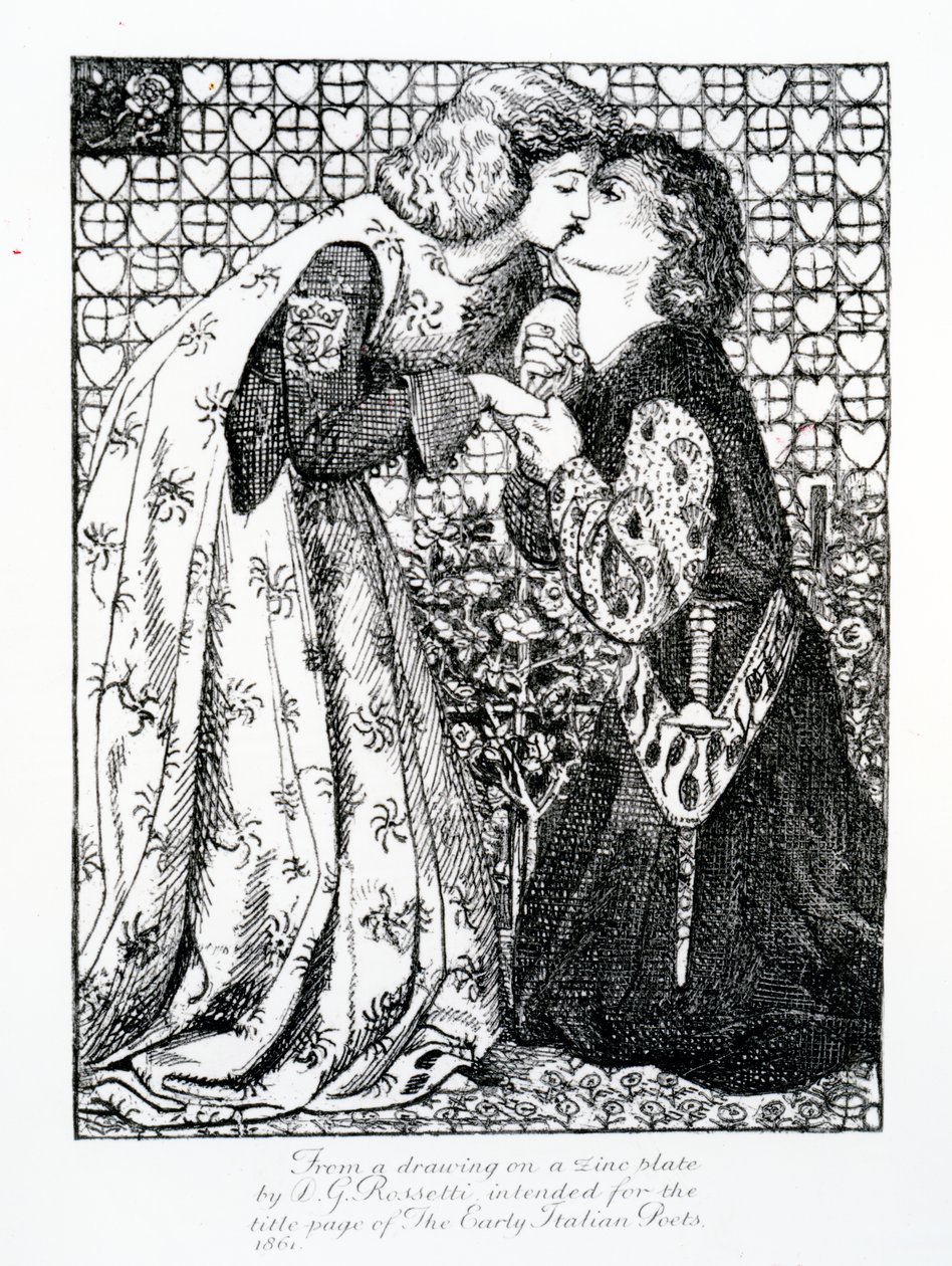 Címlap: „A korai olasz költők”, 1861 alkotó: Dante Gabriel Charles Rossetti