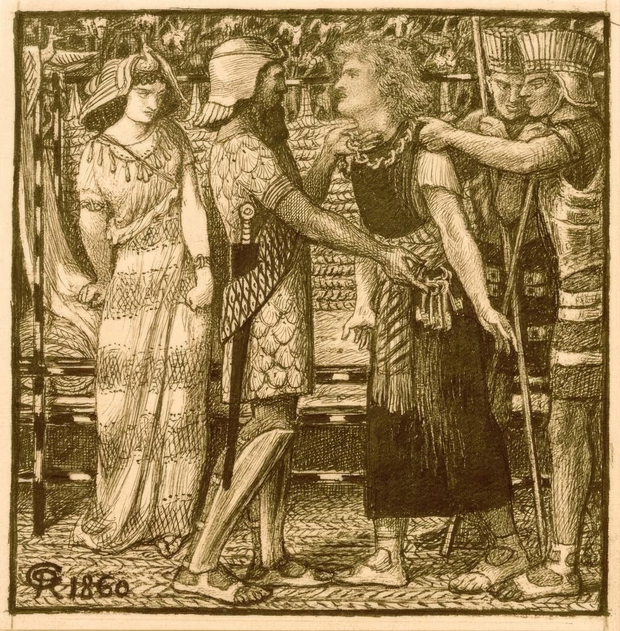 József vádlott Potifár előtt alkotó: Dante Gabriel Charles Rossetti