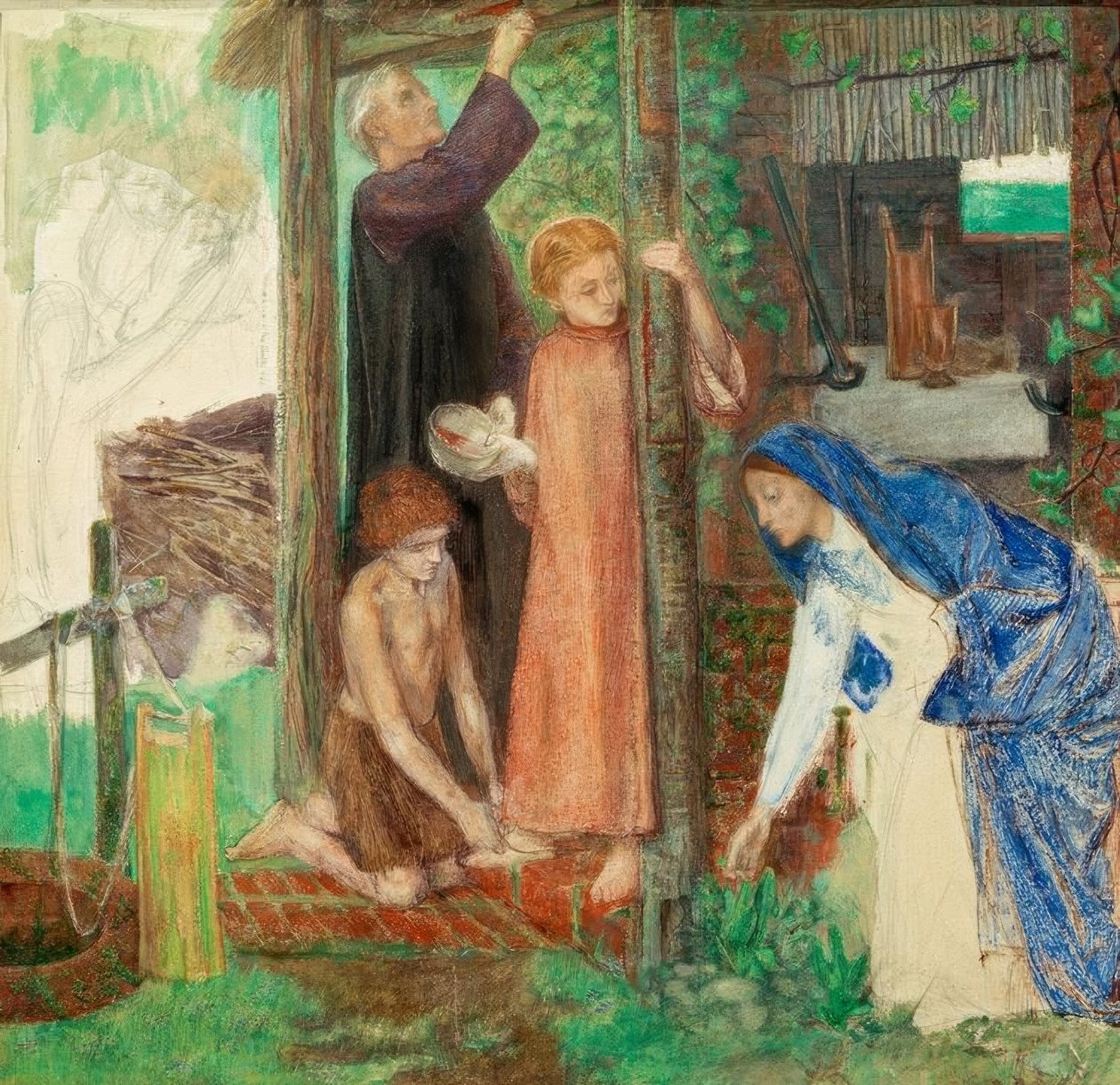 A páska a Szent Családban alkotó: Dante Gabriel Charles Rossetti