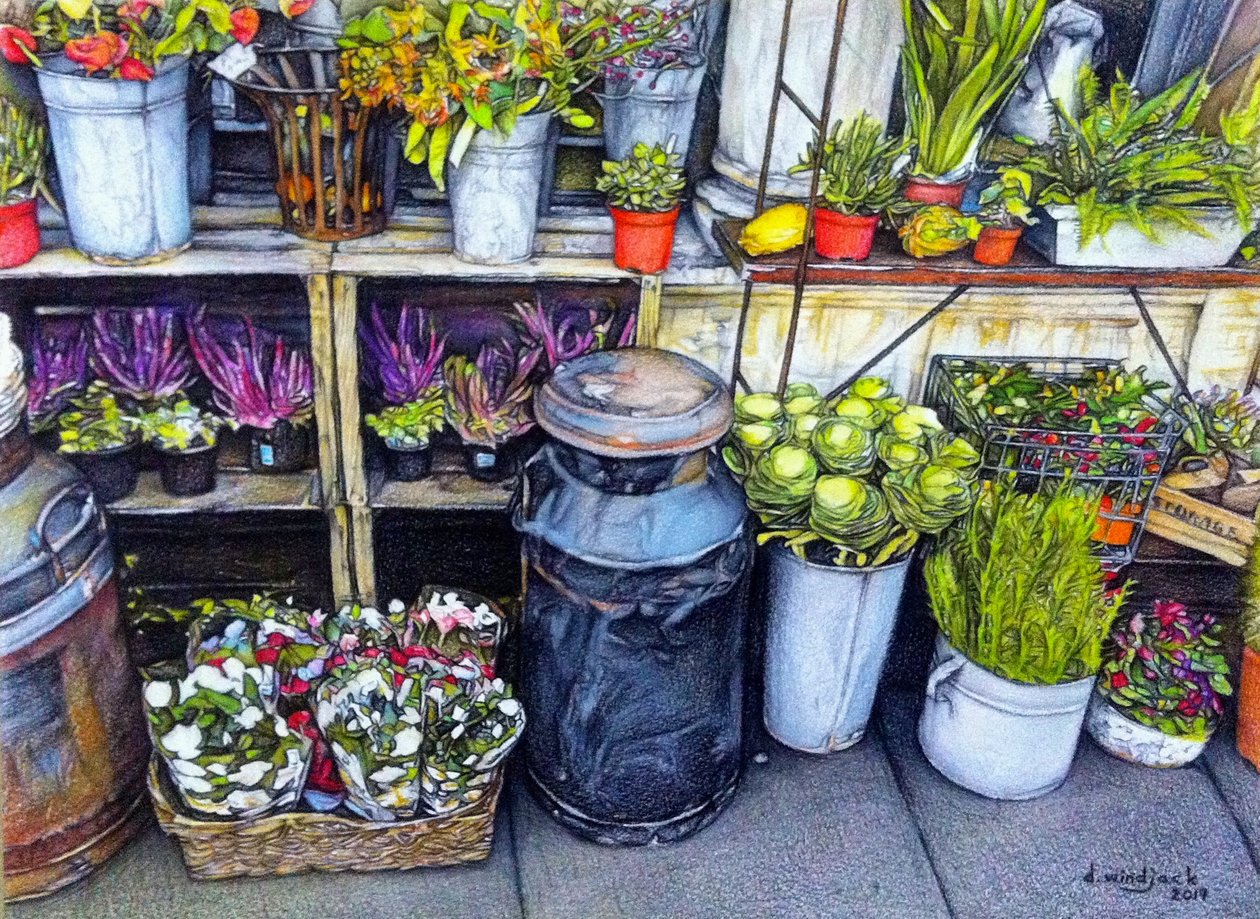 The Flower Stand, 2018 (ceruza, papír) alkotó: Darrell Windjack