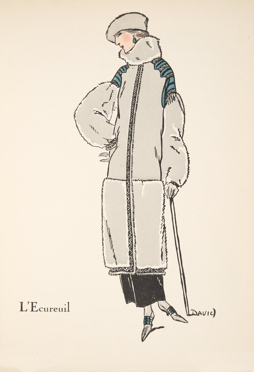 LEcureuil, a divatlapok gyűjteményéből, 1922 (pochoir print) alkotó: David