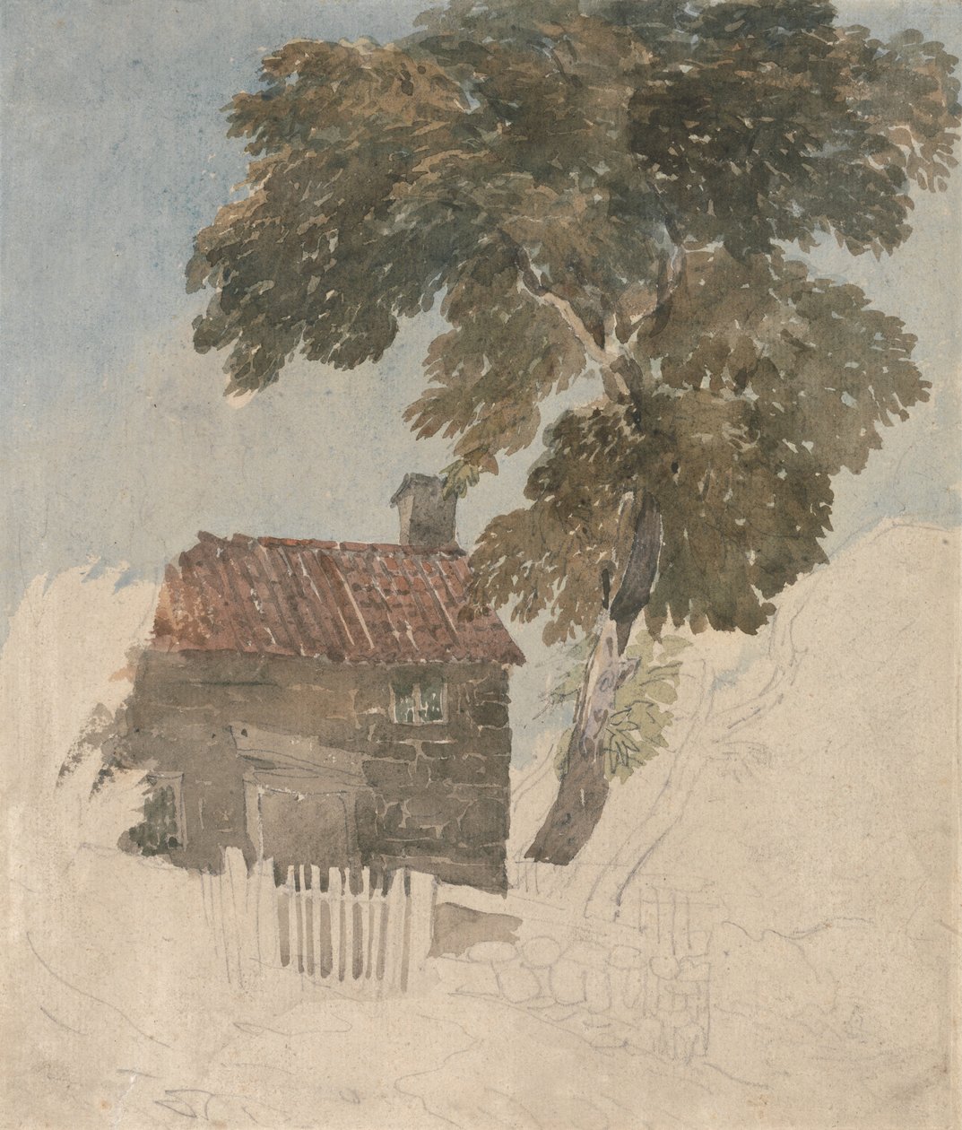 Kunyhó és fák alkotó: David Cox
