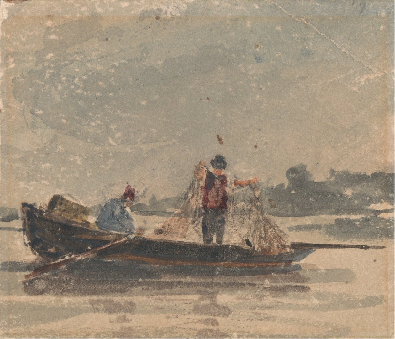 Halászok hálót rajzolnak alkotó: David Cox