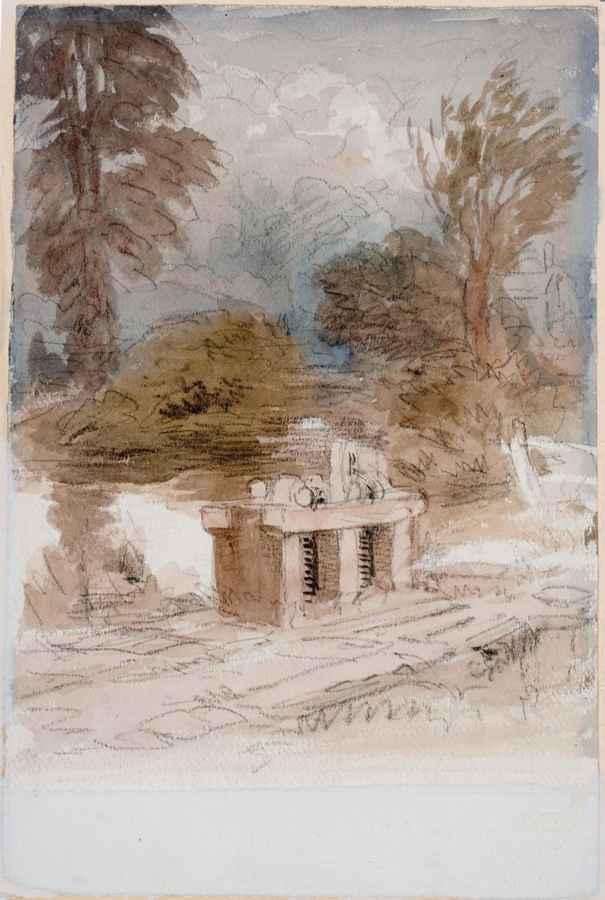 A zsilipkapu (szén és akvarell, papír (kártyára ragasztva)) alkotó: David Cox