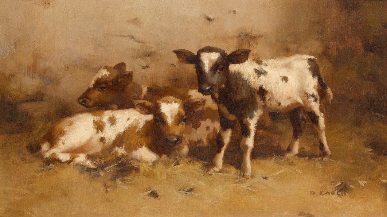 Három borjú egy istállóban alkotó: David Gauld