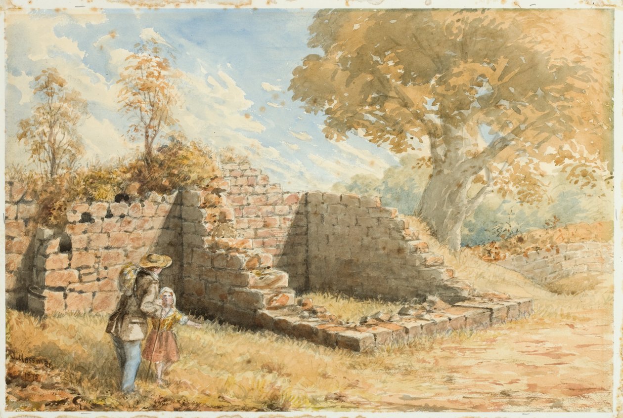 Római fal – Torony a Blackcarts Farmon (akvarell papíron (kártyán)) alkotó: David Mossman