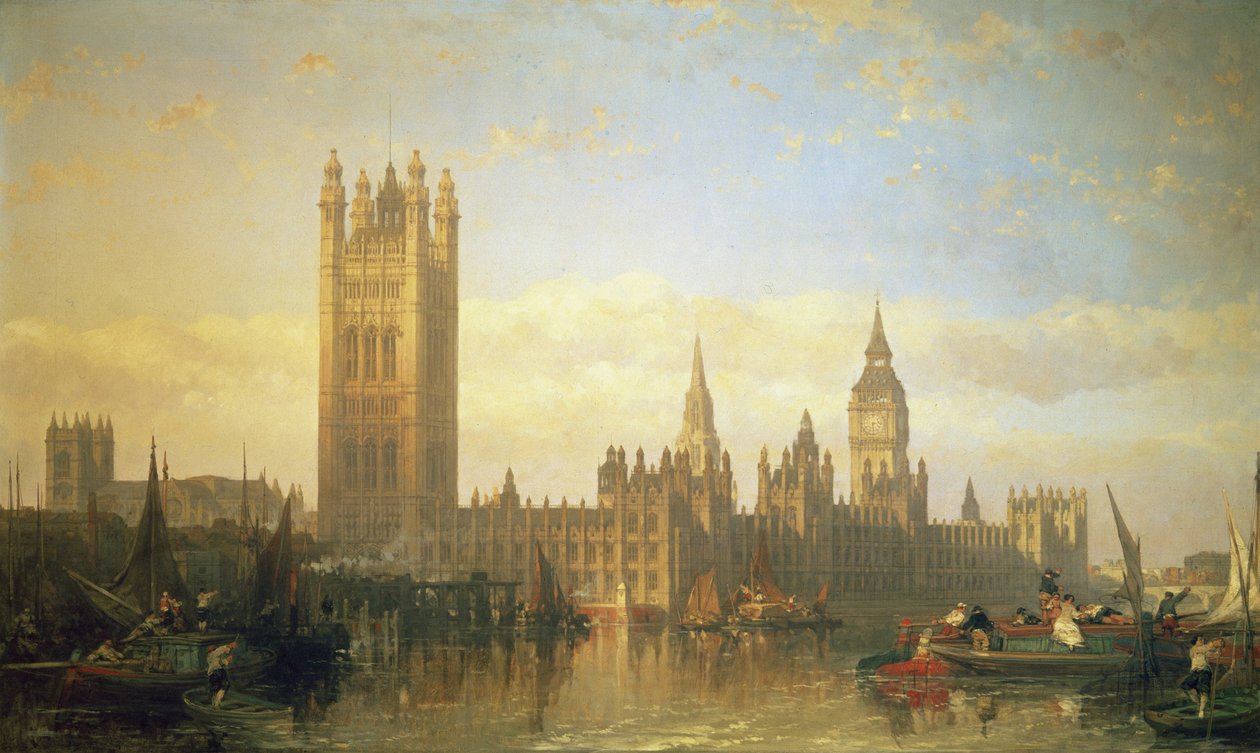 Westminsteri új palota a Temze felől alkotó: David Roberts