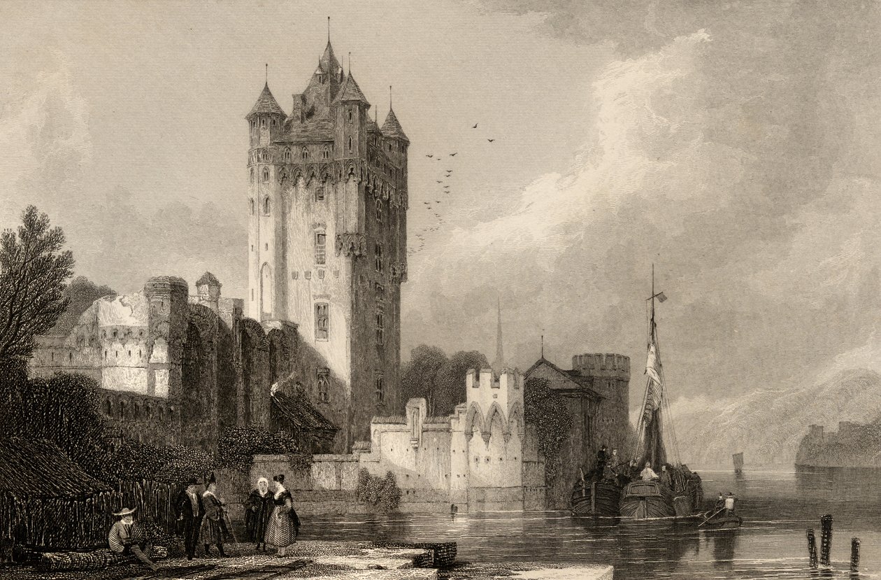 Ellfield gótikus tornyai, metszett E.I. Roberts, 1840-ben megjelent „The Pilgrims of the Rhine” illusztrációja alkotó: David Roberts