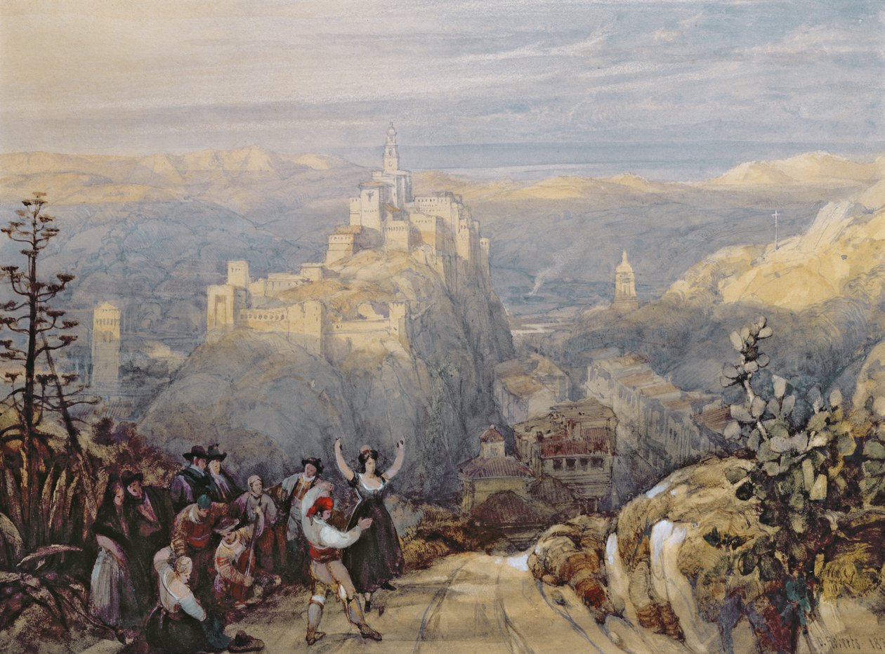 A város és a kastély Loja-ban, Spanyolország, 1834 alkotó: David Roberts