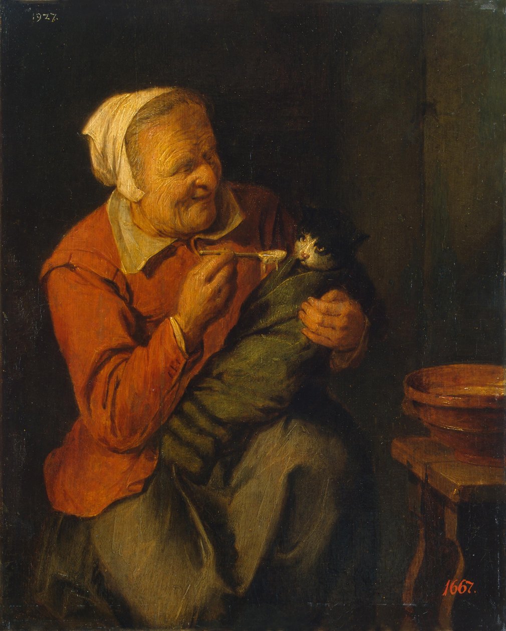 Parasztasszony macskával alkotó: David Ryckaert
