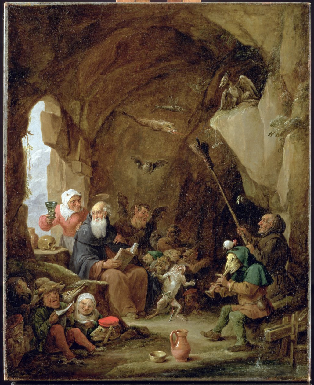 Szent Antal megkísértése egy sziklás barlangban alkotó: David Teniers the Younger