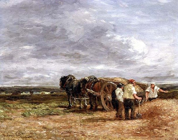 Carting zsindely (olaj a panelen) alkotó: David Cox