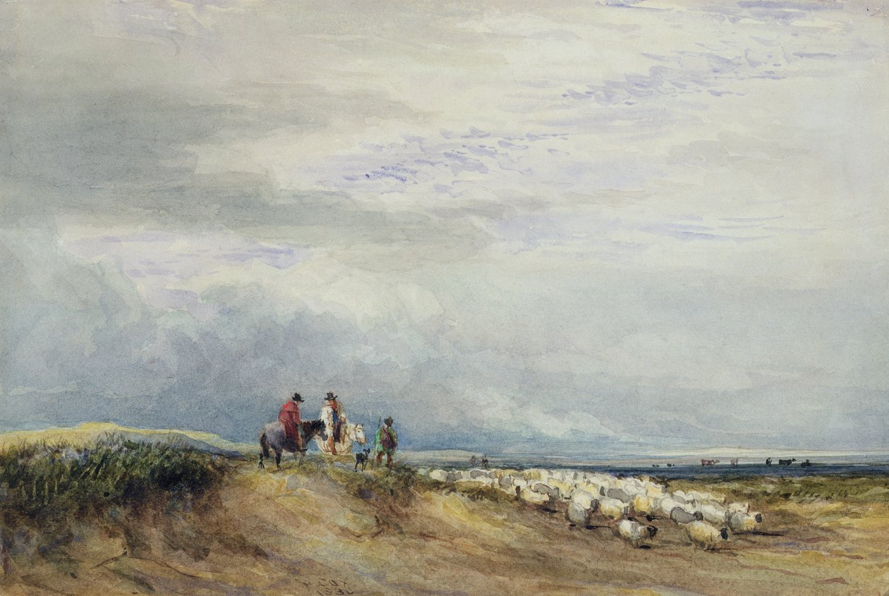 Lovasok Ulverstone-ban (wc papíron) alkotó: David Cox