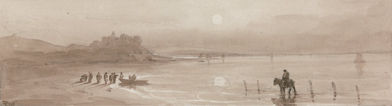 Tengerpart, naplemente Harlech kastélyával alkotó: David Cox