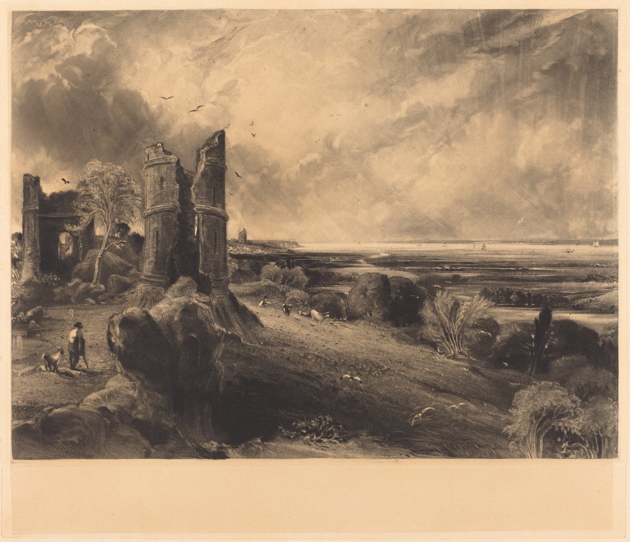 Hadleigh-kastély (nagy tányér) alkotó: David Lucas after John Constable