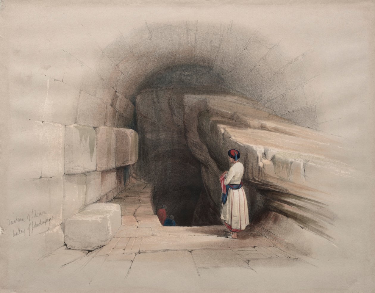 Siloám kútja, Josafát völgye, 1839. alkotó: David Roberts