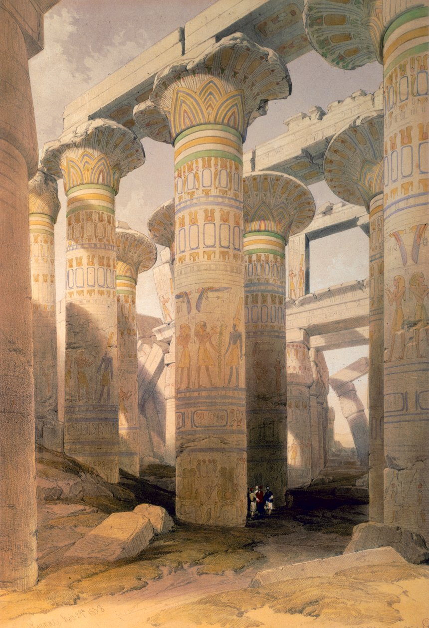 Oszlopok csarnoka, Karnak, Egyiptom, 19. század alkotó: David Roberts