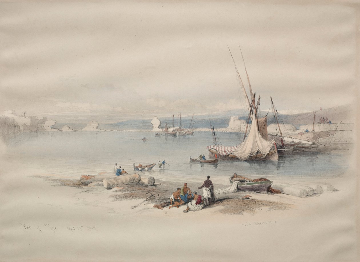 Tyre kikötője, 1839. alkotó: David Roberts