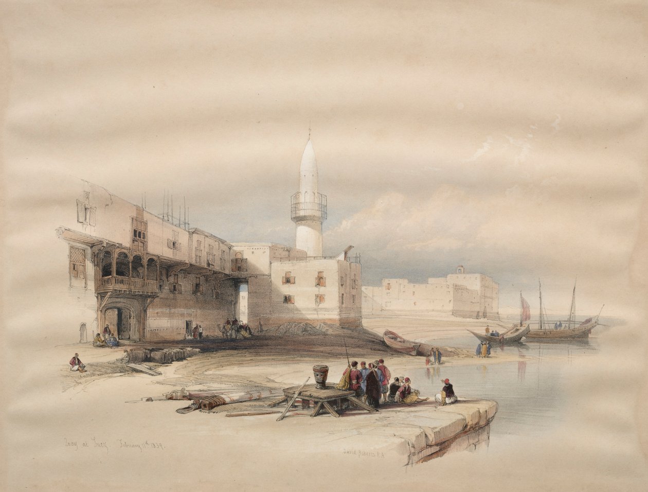 Rakpart Szuezben, 1839. alkotó: David Roberts