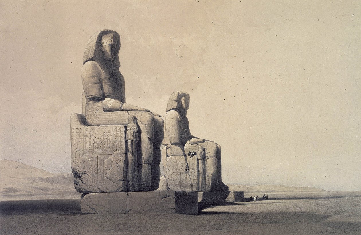 Szobrok Thébában, Egyiptom, c1845 (litográfia) alkotó: David Roberts