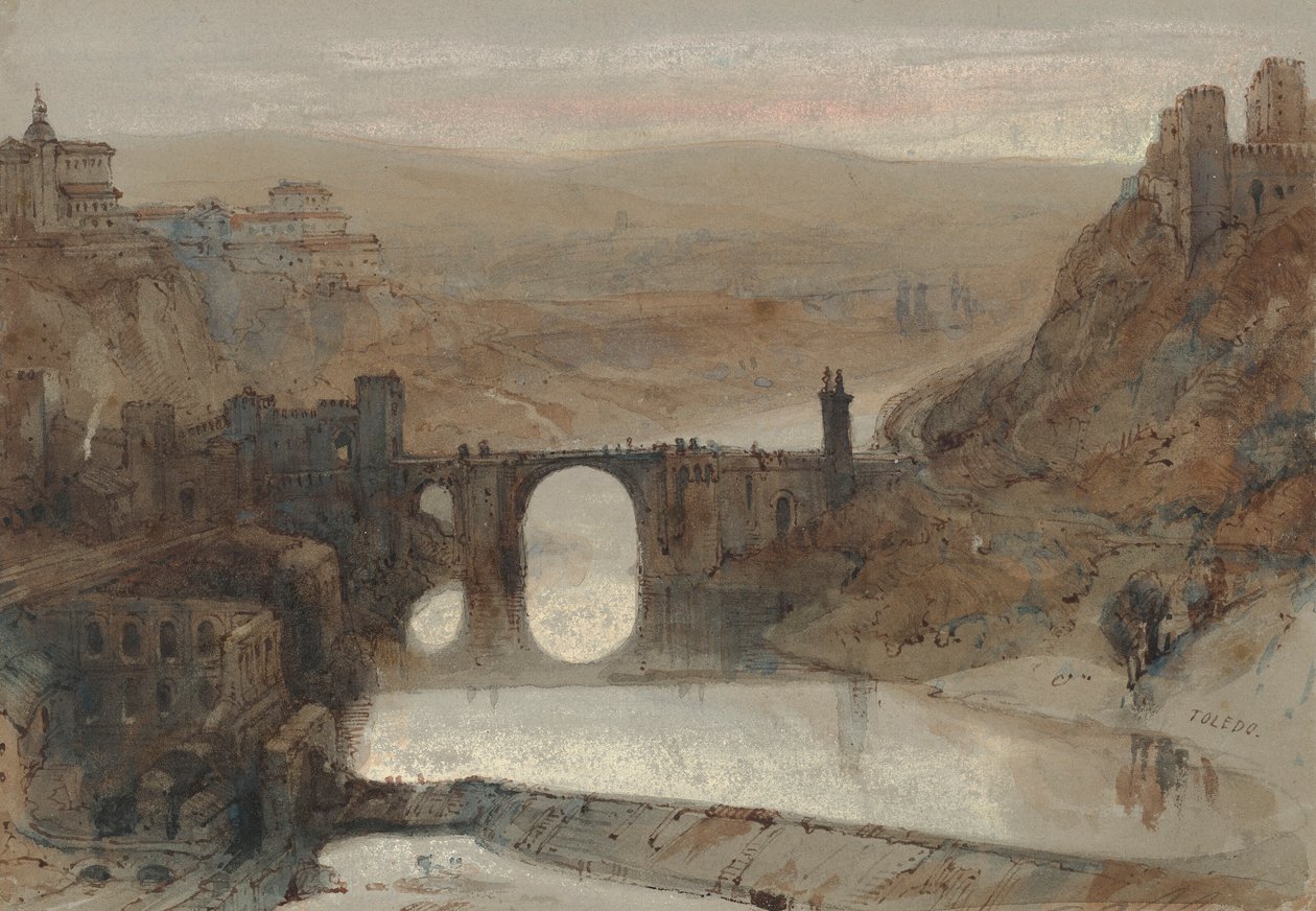 A toledói híd, Madrid közelében, Spanyolországban alkotó: David Roberts