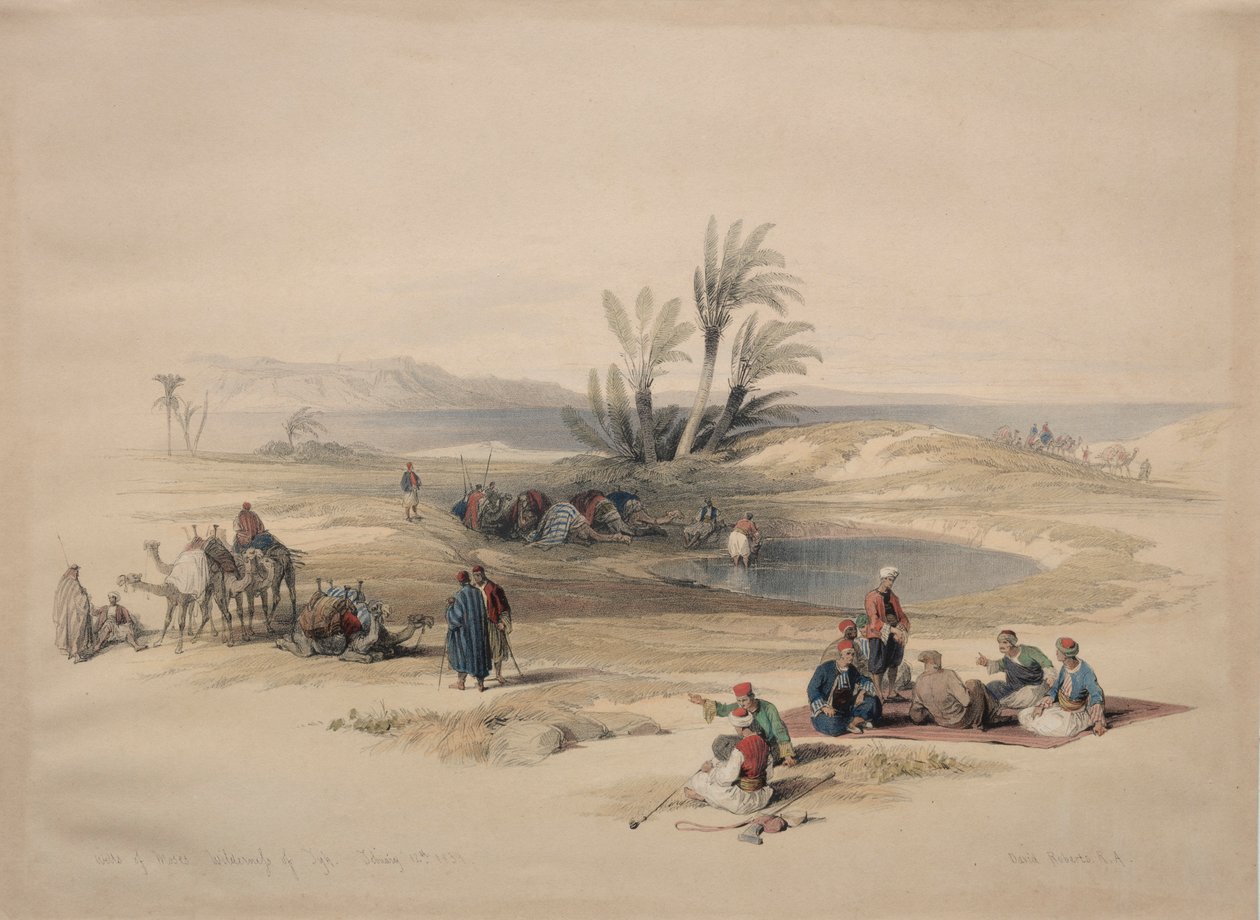Mózes kútjai, Tyh puszta, 1839. alkotó: David Roberts