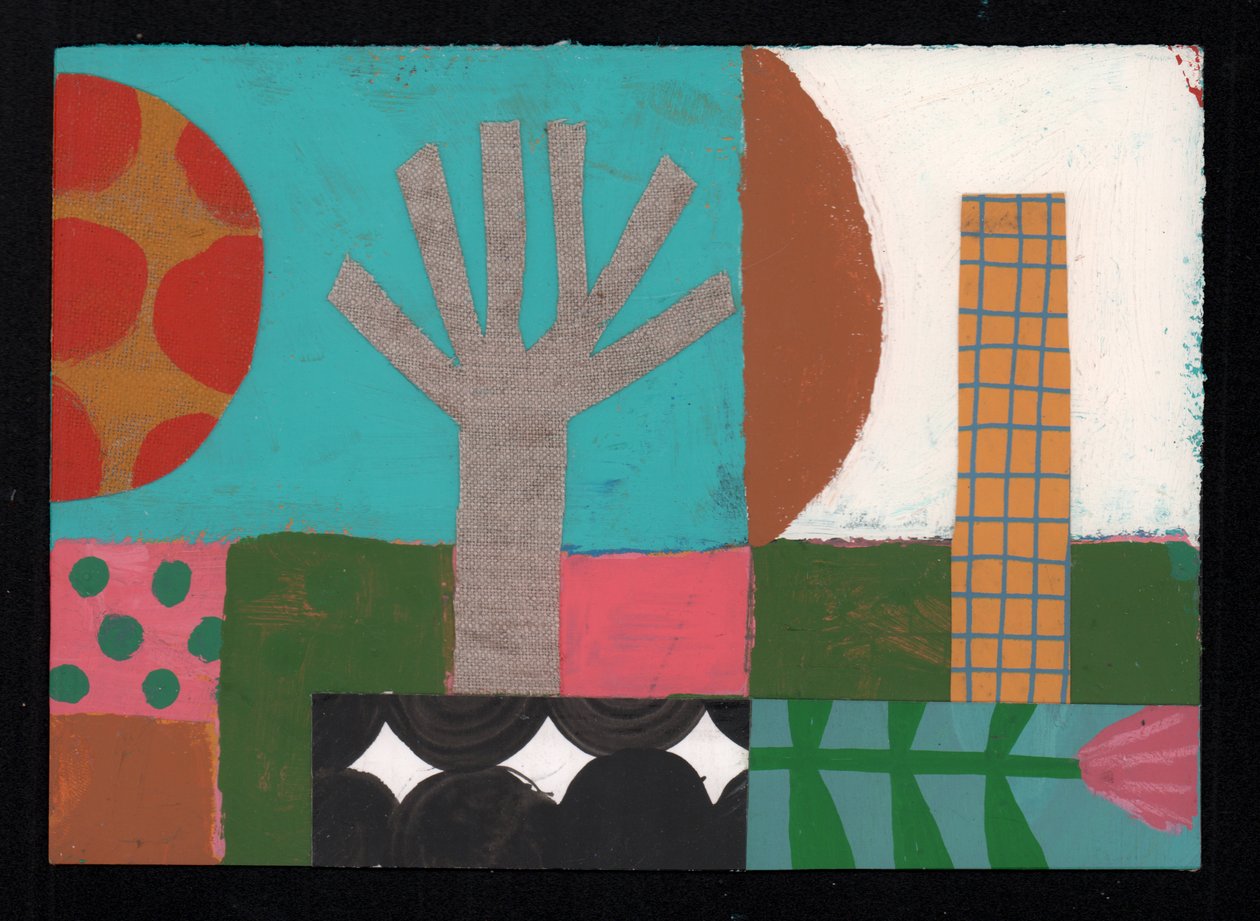 Fruit Tree Sundowner, 2023 (paint and collage) alkotó: David Shillinglaw