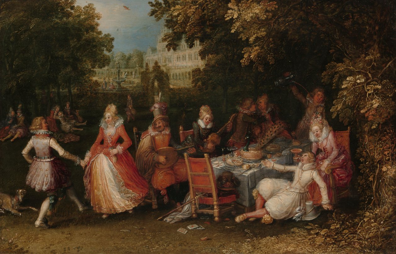 The Garden Party, 1610 körül (olaj, panel) alkotó: David Vinckeboons