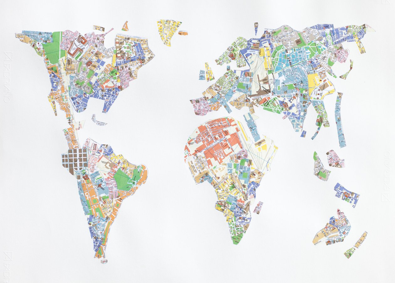 Velence World, 2008 (kollázs papíron) alkotó: Deirdre Kelly