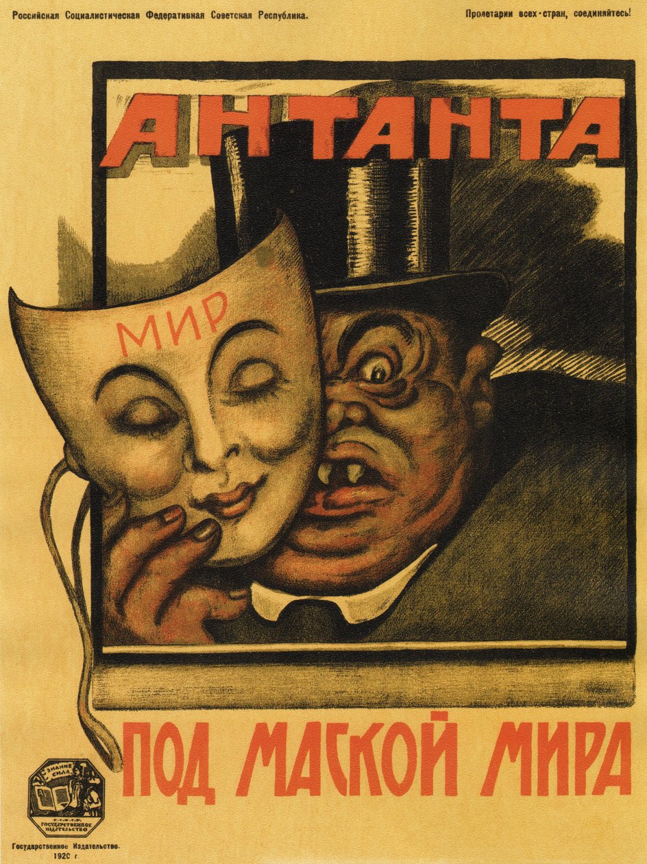 Antant a béke álarca alatt Plakát, 1920 alkotó: Deni