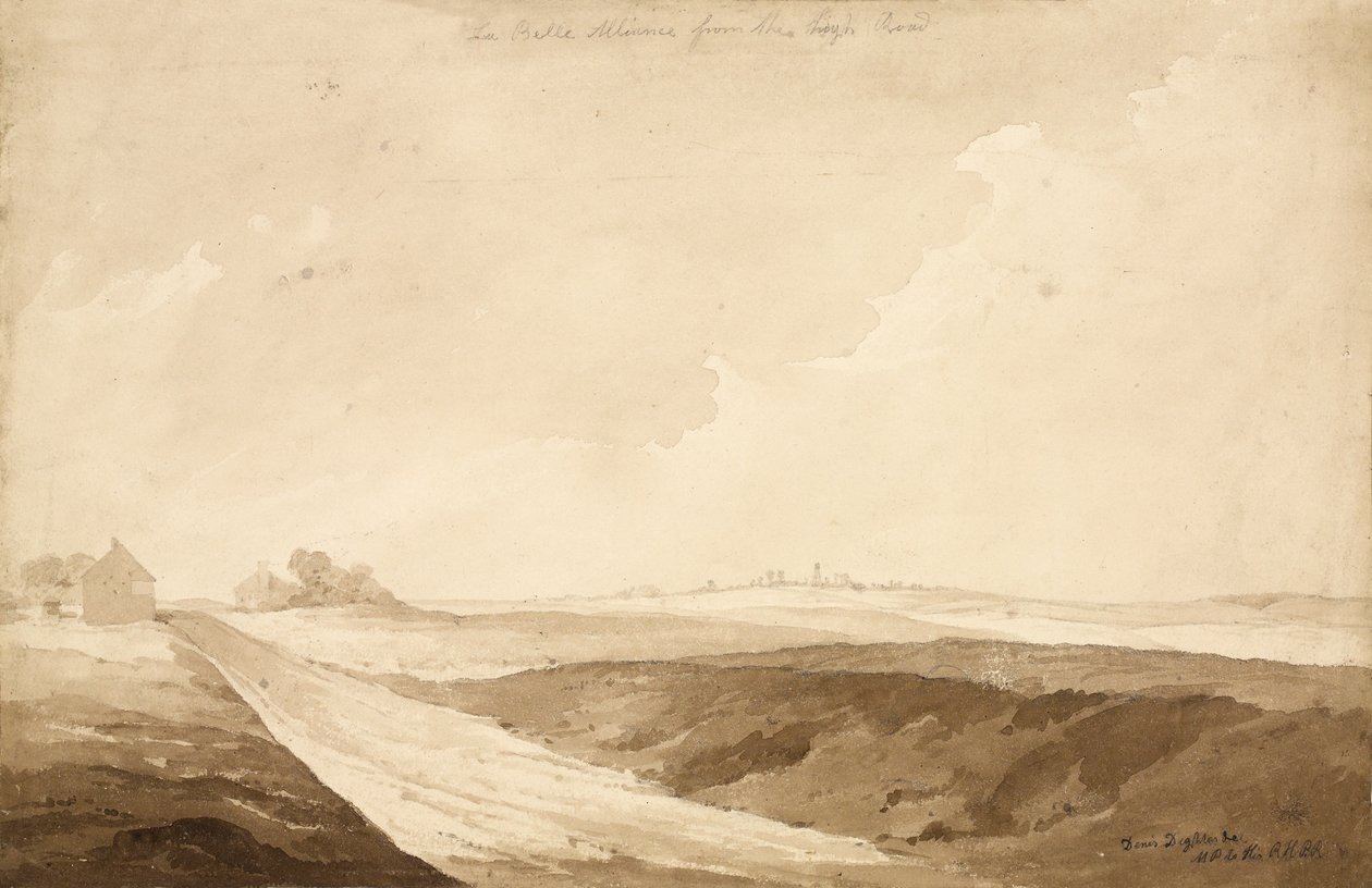 „No 7 La Belle Alliance from the High Road”, 1815 (wc és ceruza papíron) alkotó: Denis Dighton