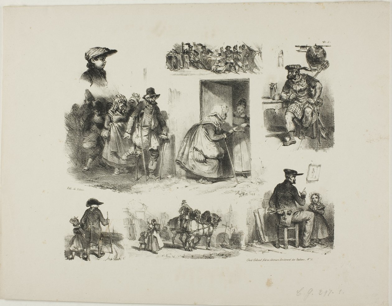 Vázlatok lapja alkotó: Denis Auguste Marie Raffet