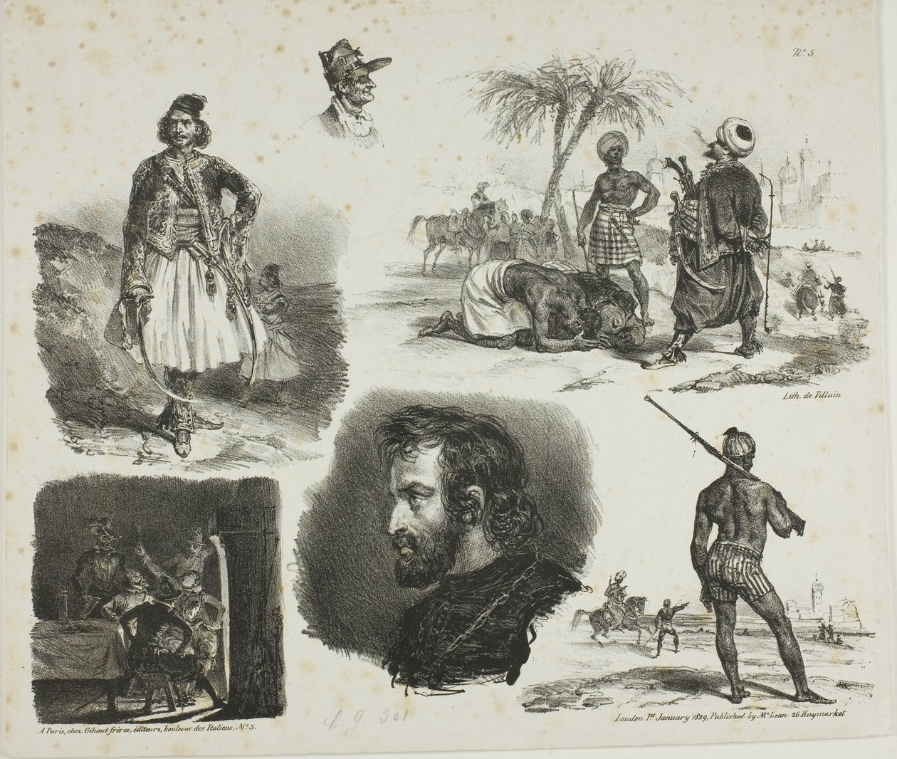 Vázlatok lapja alkotó: Denis Auguste Marie Raffet