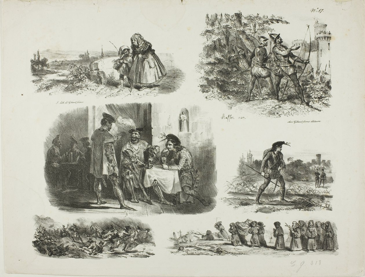 Vázlatok lapja alkotó: Denis Auguste Marie Raffet
