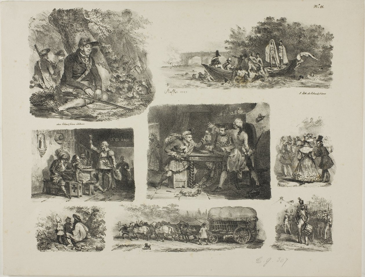 Vázlatok lapja alkotó: Denis Auguste Marie Raffet
