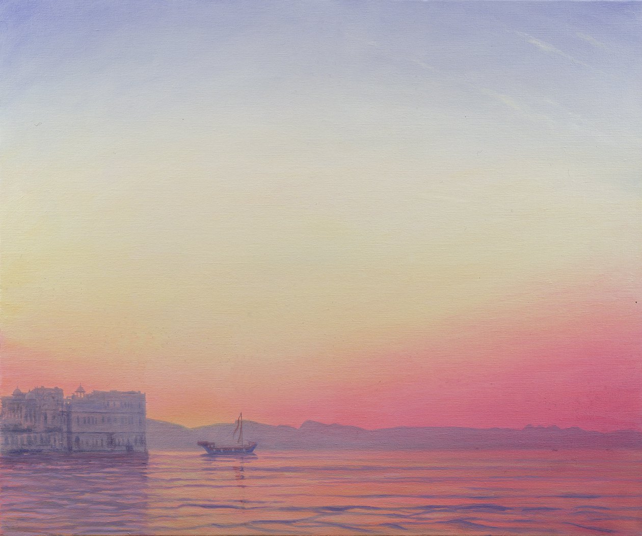 Naplemente a Lake Palace-nál, Udaipur alkotó: Derek Hare