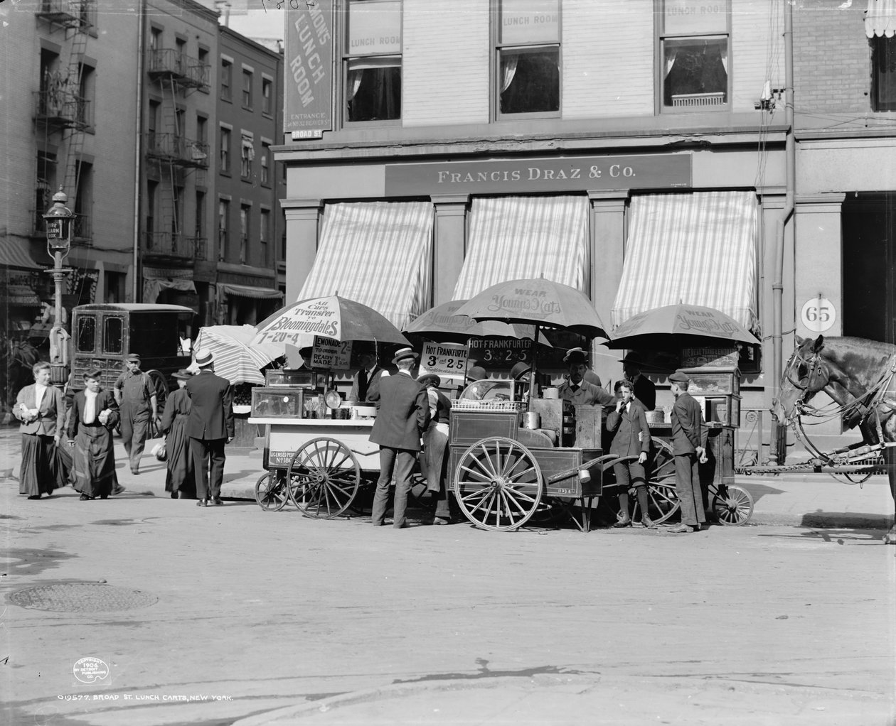Broad St. ebédkocsik, New York, NY, 1906 körül alkotó: Detroit Publishing Co.