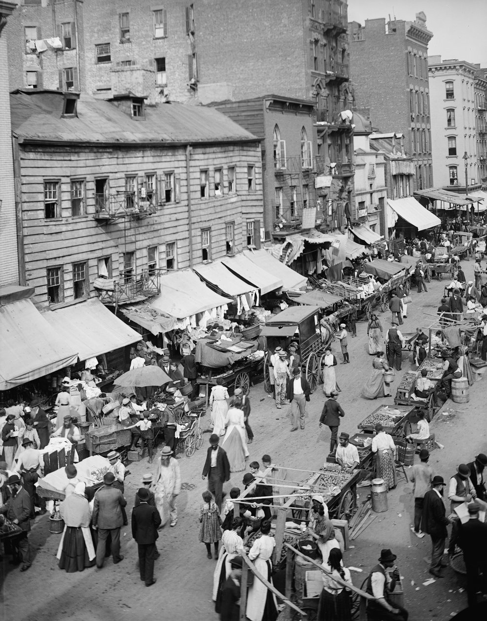 Zsidó piac az East Side-on, New York, NY, 1890-1901 alkotó: Detroit Publishing Co.
