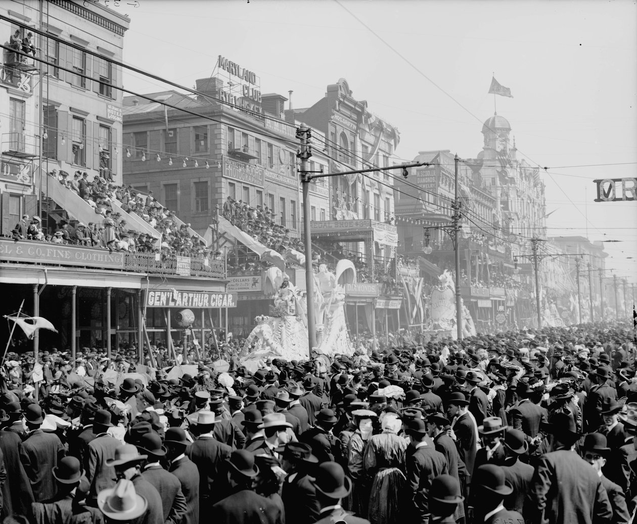 New Orleans, Louisiana, Mardi Gras Day, a Vörös Lapverseny, 1890-1910 alkotó: Detroit Publishing Co.