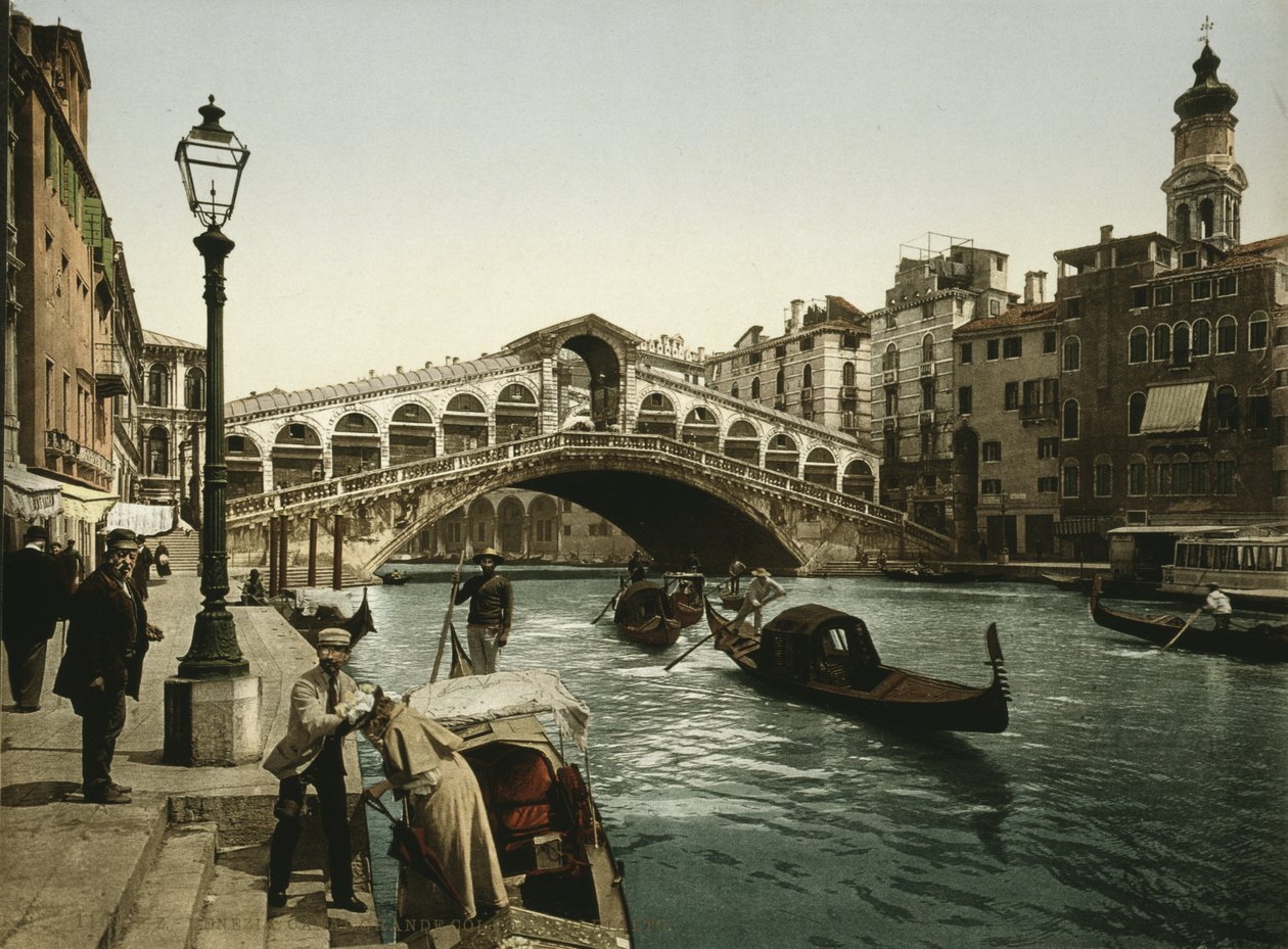 Rialto híd Velence, 1900 körül (photochrom) alkotó: Detroit Publishing Co.