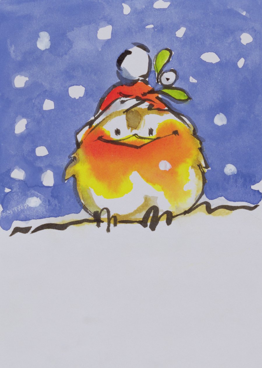 Christmas Robin (wc és tinta papíron) alkotó: Diane Matthes