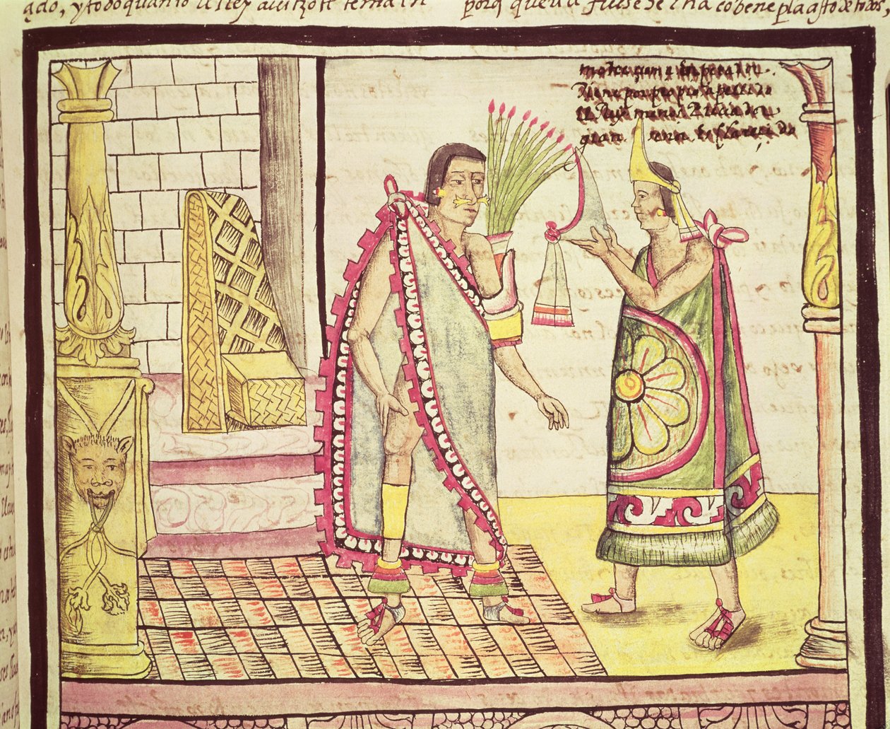 Fol.152v Montezuma II. (1466-1520), az utolsó mexikói császár megkoronázása 1502-ben, 1579-ben alkotó: Diego Duran