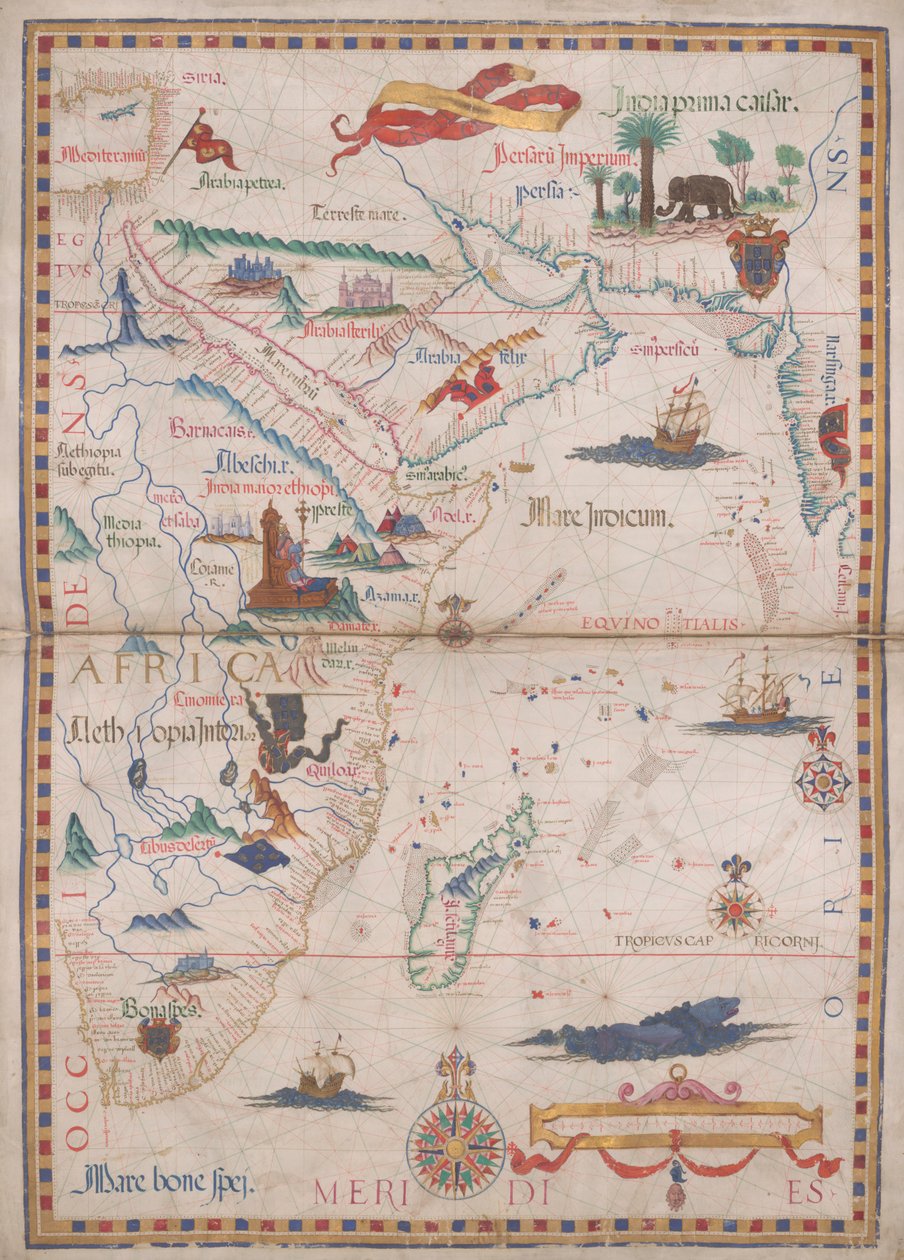 Illusztráció a "Queen Mary Atlas"-ból alkotó: Diego Homem