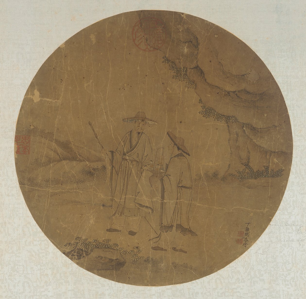 Táj: két figura, Qing-dinasztia, 18. század. alkotó: Ding Guanpeng