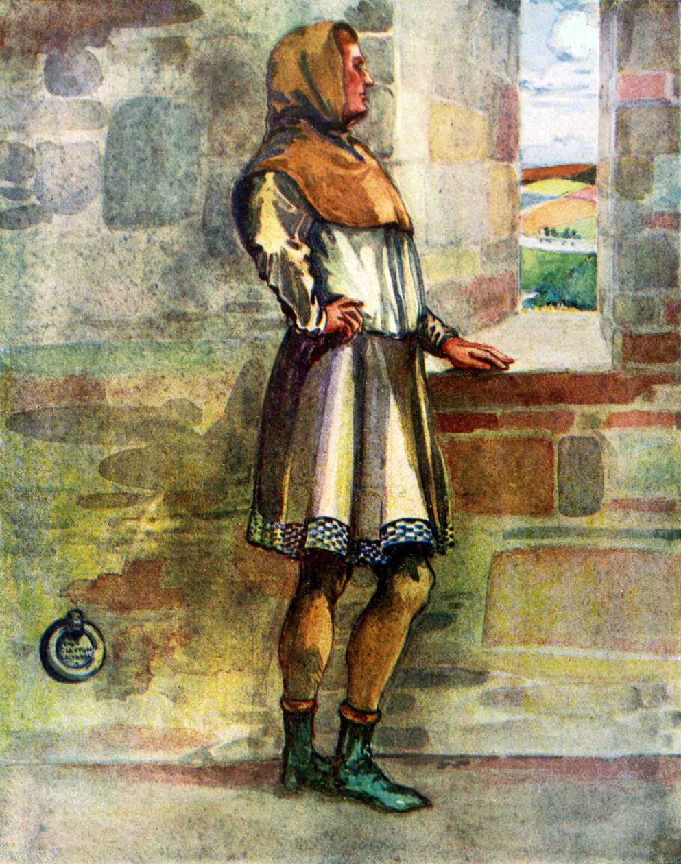 Férfi jelmez I. Richárd uralkodása idején (1189-1199) alkotó: Dion Clayton Calthrop